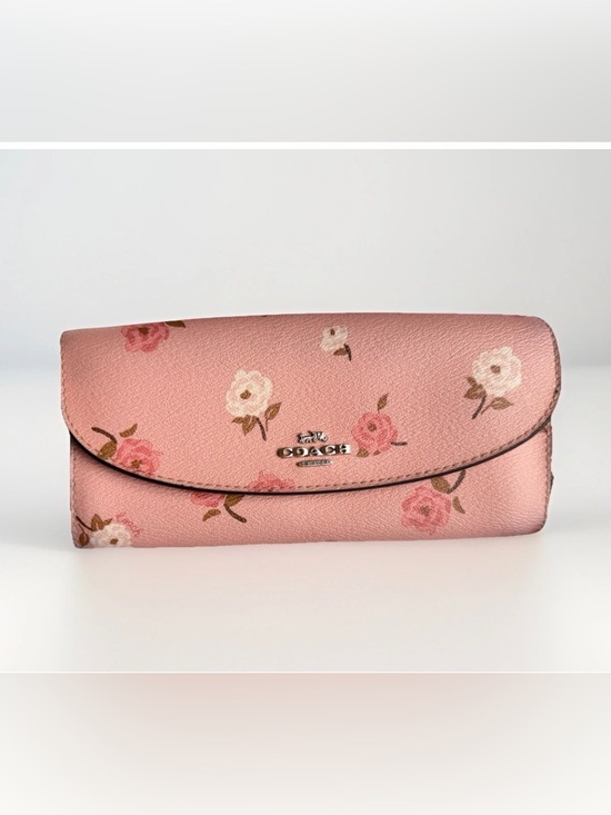 Coach Handbags - Coach Pink Floral Continental Wallet with Silver Logo